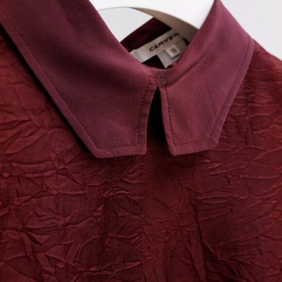 Carven Burgundy Wrinkle-Textured Blouse - Picture 8 of 12